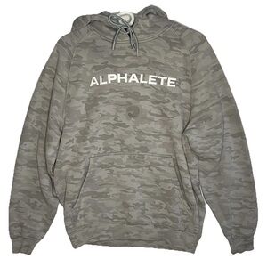 Mens Alphalete Gray Green Camo Hoodie Medium gym pump cover warm workout